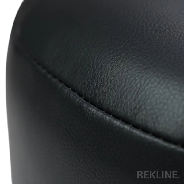 Small Round Black Leather Pouffe Footstool for Sofa | 38cm H x 35cm W | Vaneto Stool by REKLINE