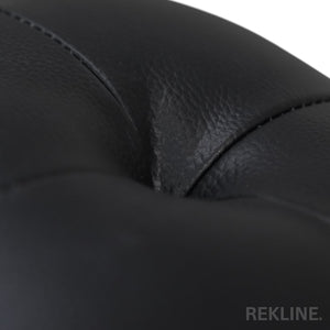 Large Round Black Leather Pouffe Footstool for Sofa | 41cm H x 38cm W | Vaneto Stool by REKLINE