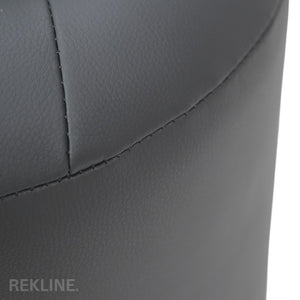 Large Round Grey Leather Pouffe Footstool for Sofa | 41cm H x 38cm W | Vaneto Stool by REKLINE