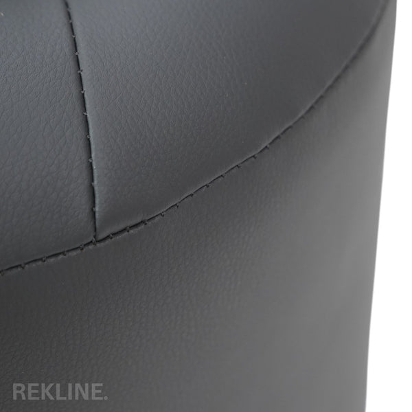 Large Round Grey Leather Pouffe Footstool for Sofa | 41cm H x 38cm W | Vaneto Stool by REKLINE