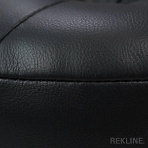 Small Round Black Leather Pouffe Footstool for Sofa | 38cm H x 35cm W | Vaneto Stool by REKLINE