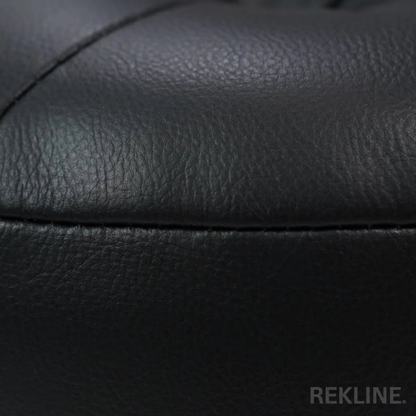 Small Round Black Leather Pouffe Footstool for Sofa | 38cm H x 35cm W | Vaneto Stool by REKLINE