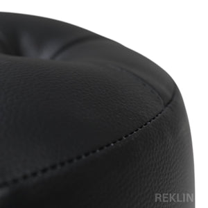 Large Round Black Leather Pouffe Footstool for Sofa | 41cm H x 38cm W | Vaneto Stool by REKLINE