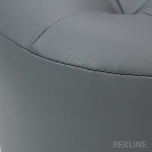 Large Round Grey Leather Pouffe Footstool for Sofa | 41cm H x 38cm W | Vaneto Stool by REKLINE