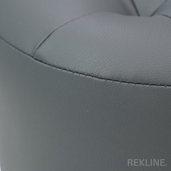 Large Round Grey Leather Pouffe Footstool for Sofa | 41cm H x 38cm W | Vaneto Stool by REKLINE