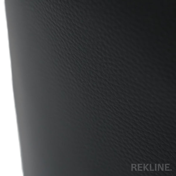 Large Round Black Leather Pouffe Footstool for Sofa | 41cm H x 38cm W | Vaneto Stool by REKLINE