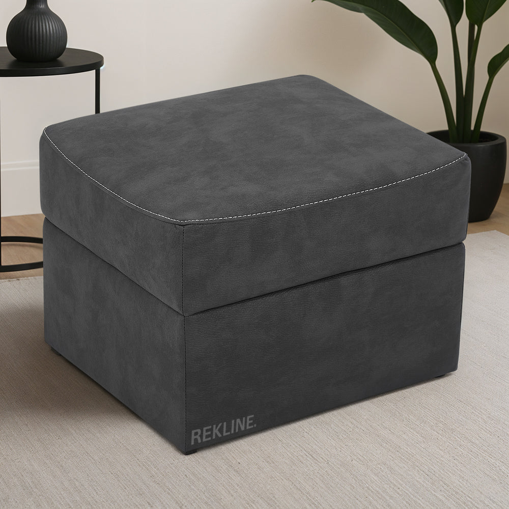 Large Grey Fabric Footstool | Storage Ottoman for Sofa | 49cm H x 66cm W x 56cm L - Square  | Florence by REKLINE