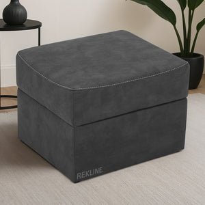 Large Grey Fabric Footstool | Storage Ottoman for Sofa | 49cm H x 66cm W x 56cm L - Square  | Florence by REKLINE