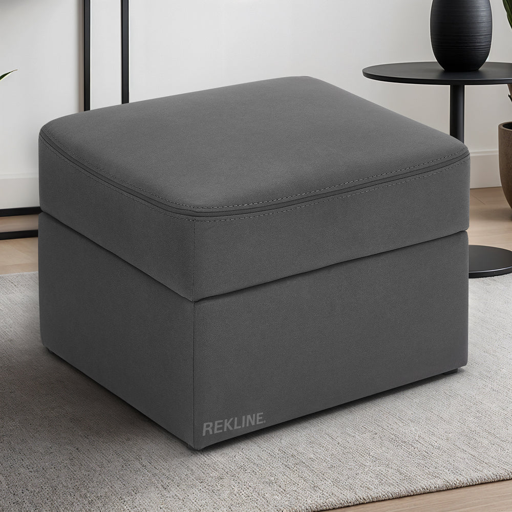 Large Grey Fabric Footstool | Storage Ottoman for Sofa | 49cm H x 66cm W x 56cm L - Square  | Sicily by REKLINE