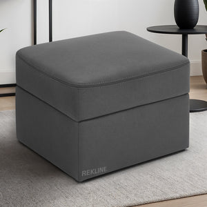 Large Grey Fabric Footstool | Storage Ottoman for Sofa | 49cm H x 66cm W x 56cm L - Square  | Sicily by REKLINE