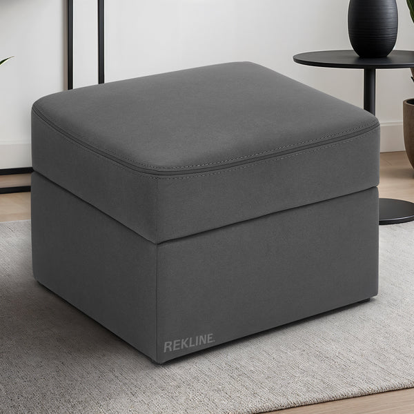 Large Grey Fabric Footstool | Storage Ottoman for Sofa | 49cm H x 66cm W x 56cm L - Square  | Sicily by REKLINE