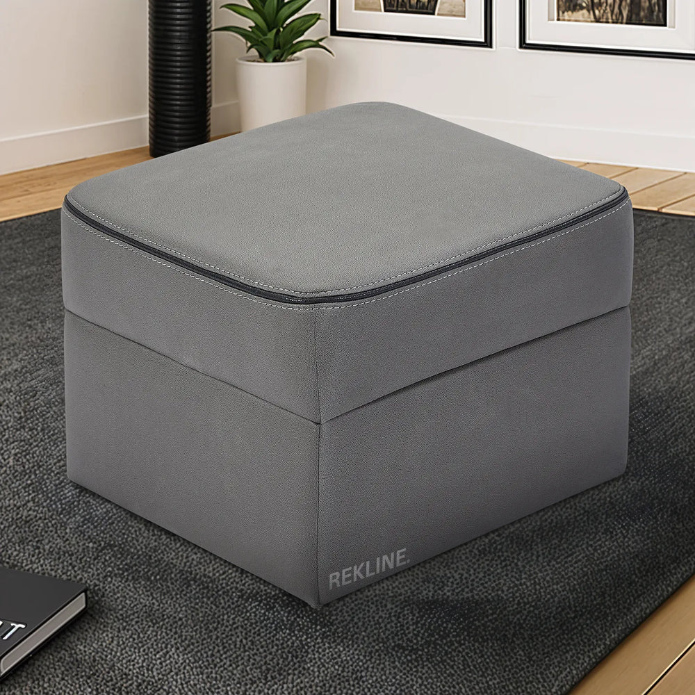 Large Grey Fabric Footstool | Storage Ottoman for Sofa | 49cm H x 66cm W x 56cm L - Square  | Tuscany by REKLINE