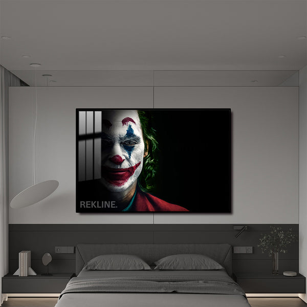 Joker Wall Art | LED Canvas in Gold or Black Frame | 150×100 cm Modern Statement Piece for Bold Interiors | By REKLINE