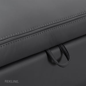 Large Grey Leather Footstool | Storage Ottoman for Sofa | 49cm H x 58cm W x 66cm L - Square | Ravenna by REKLINE