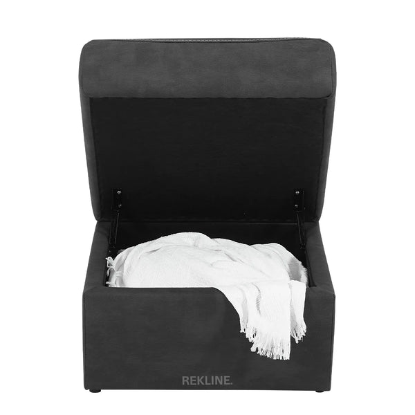 Large Grey Fabric Footstool | Storage Ottoman for Sofa | 49cm H x 66cm W x 56cm L - Square  | Florence by REKLINE