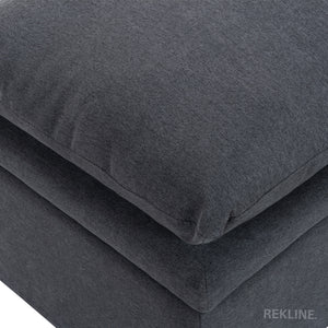 Large Grey Fabric Footstool | Padded Storage Ottoman for Sofa | 55cm H x 52cm W x 73cm L - Square  | Bari by REKLINE