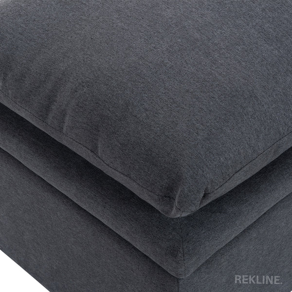 Large Grey Fabric Footstool | Padded Storage Ottoman for Sofa | 55cm H x 52cm W x 73cm L - Square  | Bari by REKLINE