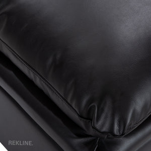 Large Black Leather Footstool | Padded Storage Ottoman for Sofa | 55cm H x 52cm W x 73cm L - Square  | Bari by REKLINE
