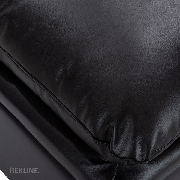 Large Black Leather Footstool | Padded Storage Ottoman for Sofa | 55cm H x 52cm W x 73cm L - Square  | Bari by REKLINE