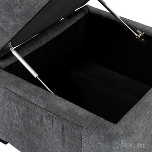 Large Grey Fabric Footstool | Storage Ottoman for Sofa | 49cm H x 58cm W x 66cm L - Square  | Ravenna by REKLINE