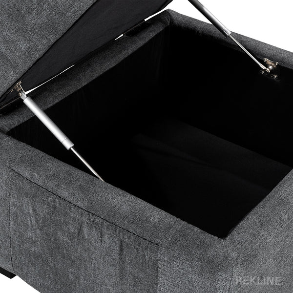 Large Grey Fabric Footstool | Storage Ottoman for Sofa | 49cm H x 58cm W x 66cm L - Square  | Ravenna by REKLINE