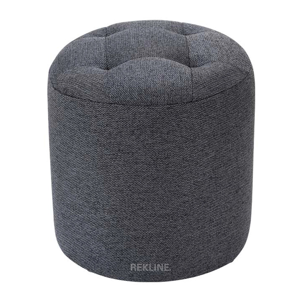 Large Round Tweed Grey Fabric Pouffe Footstool for Sofa | 41cm H x 38cm W | Vaneto Stool by REKLINE