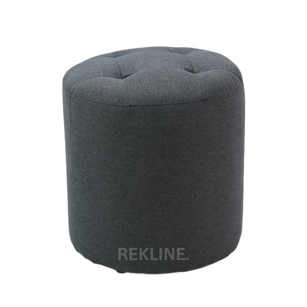 Small Round Grey Fabric Pouffe Footstool for Sofa | 38cm H x 35cm W | Vaneto Stool by REKLINE