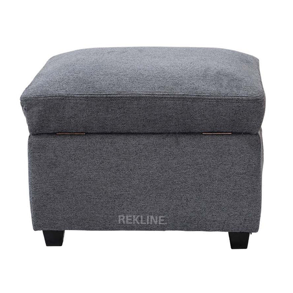 Large Grey Tweed Fabric Footstool | Storage Ottoman for Sofa | 49cm H x 58cm W x 66cm L - Square  | Ravenna by REKLINE