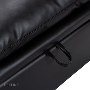 Large Black Leather Footstool | Padded Storage Ottoman for Sofa | 55cm H x 52cm W x 73cm L - Square  | Bari by REKLINE