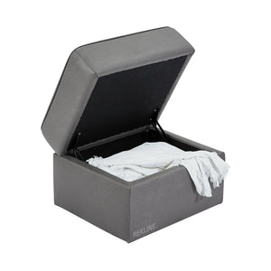 Large Grey Fabric Footstool | Storage Ottoman for Sofa | 49cm H x 66cm W x 56cm L - Square  | Tuscany by REKLINE