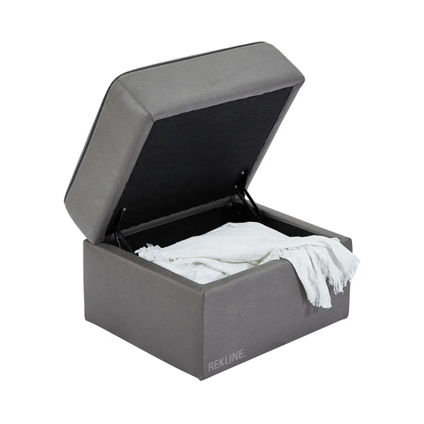 Large Grey Fabric Footstool | Storage Ottoman for Sofa | 49cm H x 66cm W x 56cm L - Square  | Tuscany by REKLINE