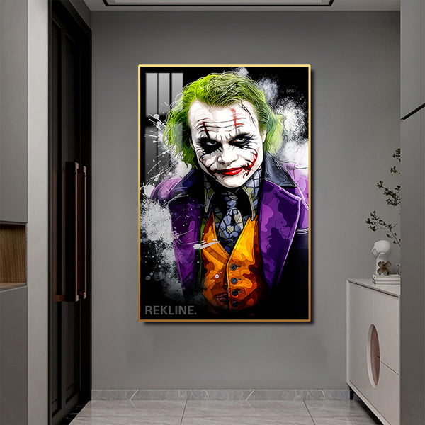 The Joker LED Wall Art | Modern LED 100×150cm Canvas with Glow Frame in Black Or Gold | By REKLINE