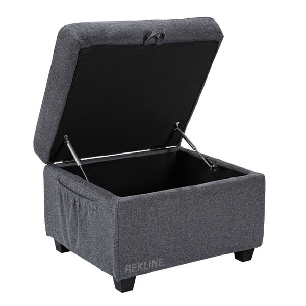 Large Grey Tweed Fabric Footstool | Storage Ottoman for Sofa | 49cm H x 58cm W x 66cm L - Square  | Ravenna by REKLINE