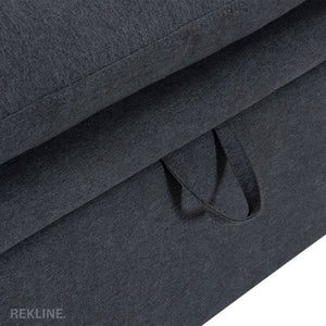 Large Grey Fabric Footstool | Padded Storage Ottoman for Sofa | 55cm H x 52cm W x 73cm L - Square  | Bari by REKLINE