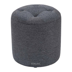 Large Round Tweed Grey Fabric Pouffe Footstool for Sofa | 41cm H x 38cm W | Vaneto Stool by REKLINE
