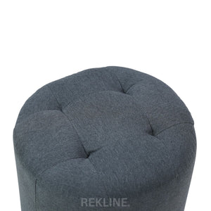 Small Round Grey Fabric Pouffe Footstool for Sofa | 38cm H x 35cm W | Vaneto Stool by REKLINE