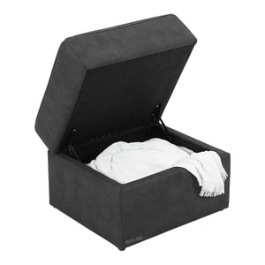 Large Grey Fabric Footstool | Storage Ottoman for Sofa | 49cm H x 66cm W x 56cm L - Square  | Florence by REKLINE