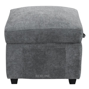 Large Grey Fabric Footstool | Storage Ottoman for Sofa | 49cm H x 58cm W x 66cm L - Square  | Ravenna by REKLINE
