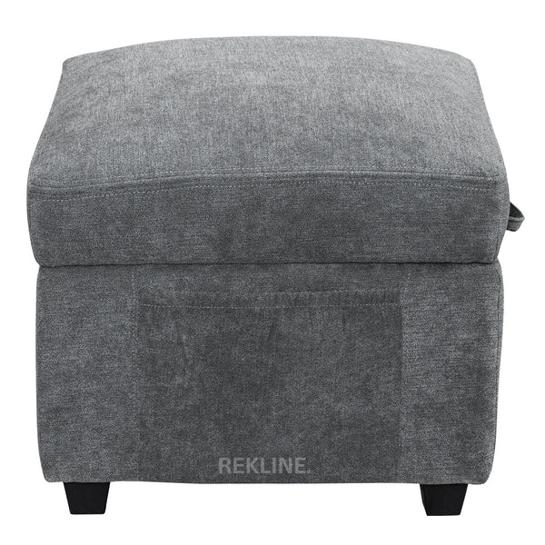 Large Grey Fabric Footstool | Storage Ottoman for Sofa | 49cm H x 58cm W x 66cm L - Square  | Ravenna by REKLINE