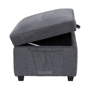 Large Grey Tweed Fabric Footstool | Storage Ottoman for Sofa | 49cm H x 58cm W x 66cm L - Square  | Ravenna by REKLINE