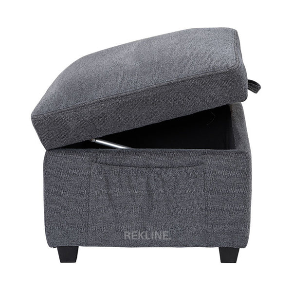 Large Grey Tweed Fabric Footstool | Storage Ottoman for Sofa | 49cm H x 58cm W x 66cm L - Square  | Ravenna by REKLINE