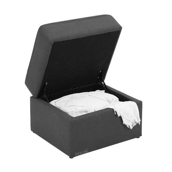 Large Grey Fabric Footstool | Storage Ottoman for Sofa | 49cm H x 66cm W x 56cm L - Square  | Sicily by REKLINE