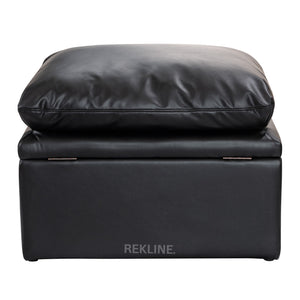 Large Black Leather Footstool | Padded Storage Ottoman for Sofa | 55cm H x 52cm W x 73cm L - Square  | Bari by REKLINE