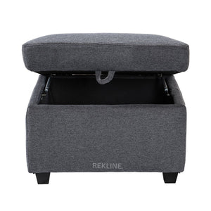 Large Grey Tweed Fabric Footstool | Storage Ottoman for Sofa | 49cm H x 58cm W x 66cm L - Square  | Ravenna by REKLINE