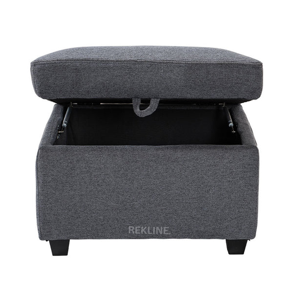 Large Grey Tweed Fabric Footstool | Storage Ottoman for Sofa | 49cm H x 58cm W x 66cm L - Square  | Ravenna by REKLINE