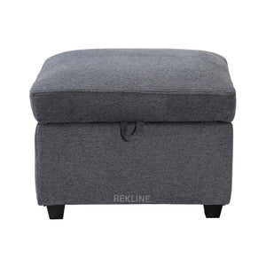 Large Grey Tweed Fabric Footstool | Storage Ottoman for Sofa | 49cm H x 58cm W x 66cm L - Square  | Ravenna by REKLINE