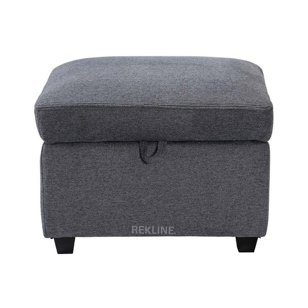 Large Grey Tweed Fabric Footstool | Storage Ottoman for Sofa | 49cm H x 58cm W x 66cm L - Square  | Ravenna by REKLINE