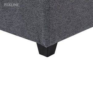 Large Grey Tweed Fabric Footstool | Storage Ottoman for Sofa | 49cm H x 58cm W x 66cm L - Square  | Ravenna by REKLINE