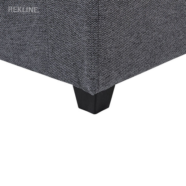 Large Grey Tweed Fabric Footstool | Storage Ottoman for Sofa | 49cm H x 58cm W x 66cm L - Square  | Ravenna by REKLINE