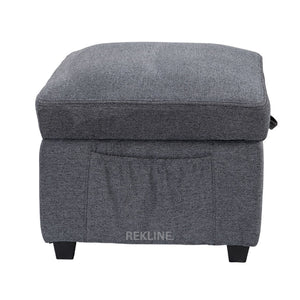 Large Grey Tweed Fabric Footstool | Storage Ottoman for Sofa | 49cm H x 58cm W x 66cm L - Square  | Ravenna by REKLINE